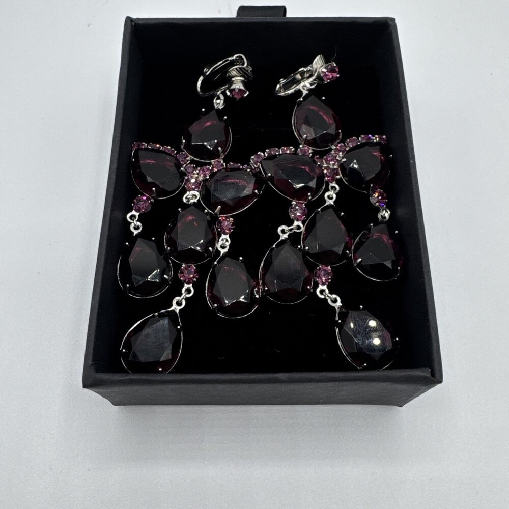 Purple Crystal Chandelier Gala Earrings